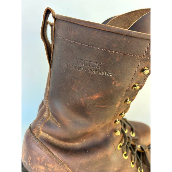 White’s Vintage Smokejumper Logging Brown Leather Boots Patina Lace Up 10.5 Men main image 7